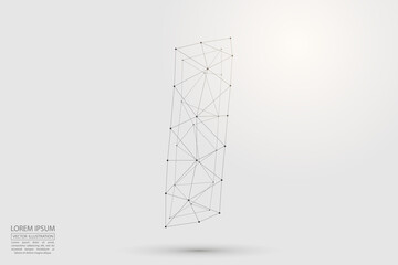 English letters abstract font consists 3d of triangles, lines, dots and connections. Vector illustration EPS 10.