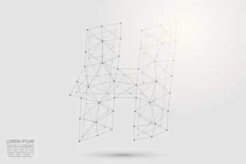 English letters abstract font consists 3d of triangles, lines, dots and connections. Vector illustration EPS 10.