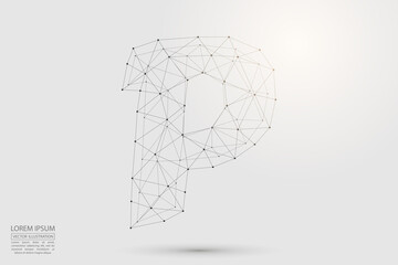 English letters abstract font consists 3d of triangles, lines, dots and connections. Vector illustration EPS 10.