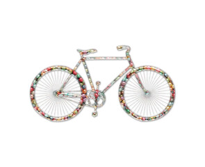 Bicyclist bike cycle symbol Beads Icon Logo Handmade Embroidery illustration