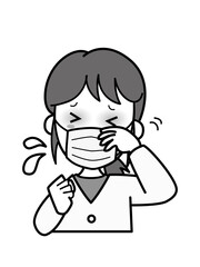 目がかゆく困っている若い女性