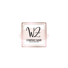 Initial WZ Handwriting, Wedding Monogram Logo Design, Modern Minimalistic and Floral templates for Invitation cards	
