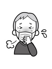 咳やくしゃみが止まらず困っているおじいさん