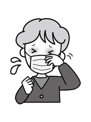 目がかゆく困っているおばあさん