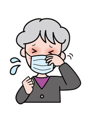 目がかゆく困っているおばあさん