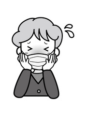 発熱で困っているおばあさん