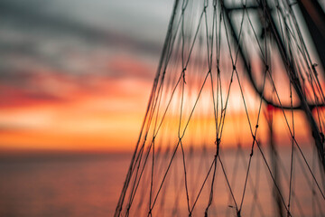 sunset in the sky fishing net