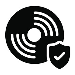 
A solid icon of secure disc in modern editable style

