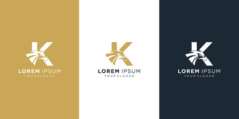 Letter k with luxury abstract eagle logo template