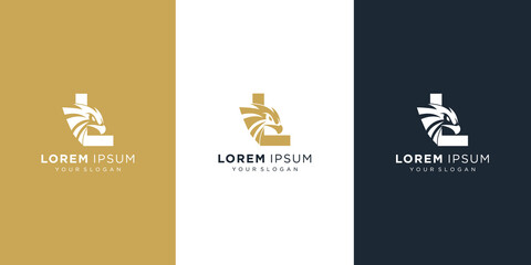 Letter l with luxury abstract eagle logo template