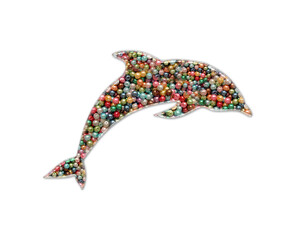 dolphin fish Beads Icon Logo Handmade Embroidery illustration