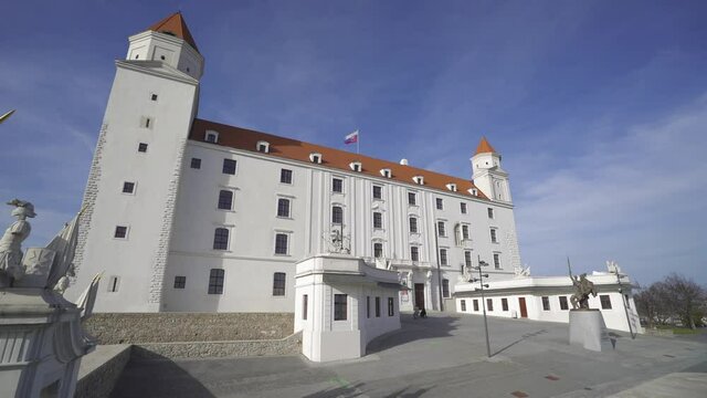 Bratislava Castle, Slovakia. The location provides a wonderful view of Bratislava. Static frame . 4k format, 24 fps. part3