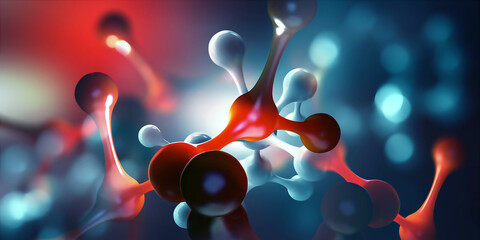 Scientific research. Laboratory experiments and high tech. Molecular lattice abstract 3D illustration. Modern trends in medicine, biology, physics, chemistry