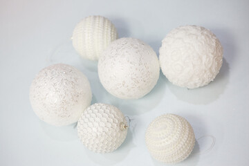 white christmas tree decorations. New Year