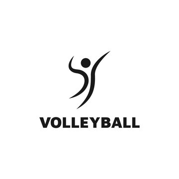 volleyball logo design with jumping person icon