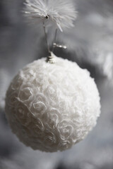 white christmas tree decorations. New Year