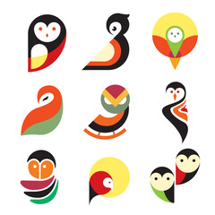 Owl logo icon design set
