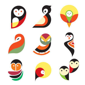 Owl logo icon design set