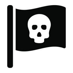 
Skull on a flag, pirate flag filled icon
