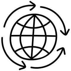 Around the world icon, line vector design.