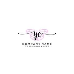 Initial YE Handwriting, Wedding Monogram Logo Design, Modern Minimalistic and Floral templates for Invitation cards