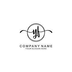 Initial YF Handwriting, Wedding Monogram Logo Design, Modern Minimalistic and Floral templates for Invitation cards