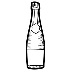 Wine bottle vector in doodle design 