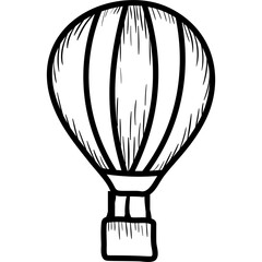 Hot air balloon icon in doodle vector 