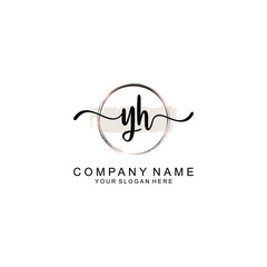 Initial YH Handwriting, Wedding Monogram Logo Design, Modern Minimalistic and Floral templates for Invitation cards