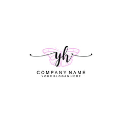 Initial YH Handwriting, Wedding Monogram Logo Design, Modern Minimalistic and Floral templates for Invitation cards