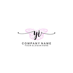 Initial YI Handwriting, Wedding Monogram Logo Design, Modern Minimalistic and Floral templates for Invitation cards