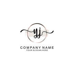 Initial YJ Handwriting, Wedding Monogram Logo Design, Modern Minimalistic and Floral templates for Invitation cards