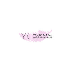 Initial YK Handwriting, Wedding Monogram Logo Design, Modern Minimalistic and Floral templates for Invitation cards