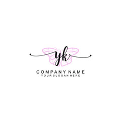 Initial YK Handwriting, Wedding Monogram Logo Design, Modern Minimalistic and Floral templates for Invitation cards