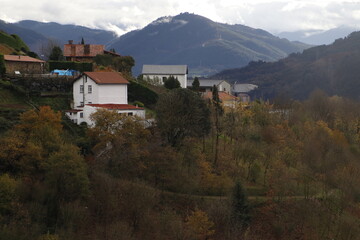 Fototapeta na wymiar Houses in the countryside of Basque Country