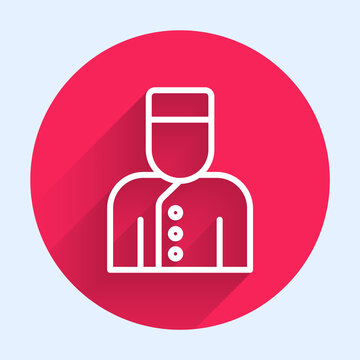recommend clip art: White line Concierge icon isolated with long shadow. Red circle button. Vector.