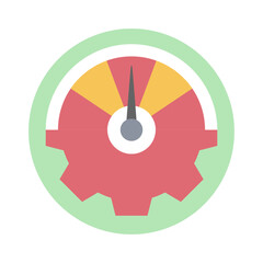 Gearwheel with pie chart symbolising efficiency flat vector 