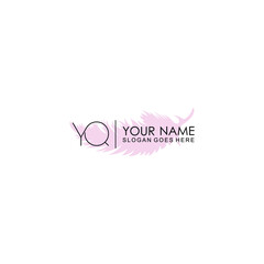 Initial YQ Handwriting, Wedding Monogram Logo Design, Modern Minimalistic and Floral templates for Invitation cards