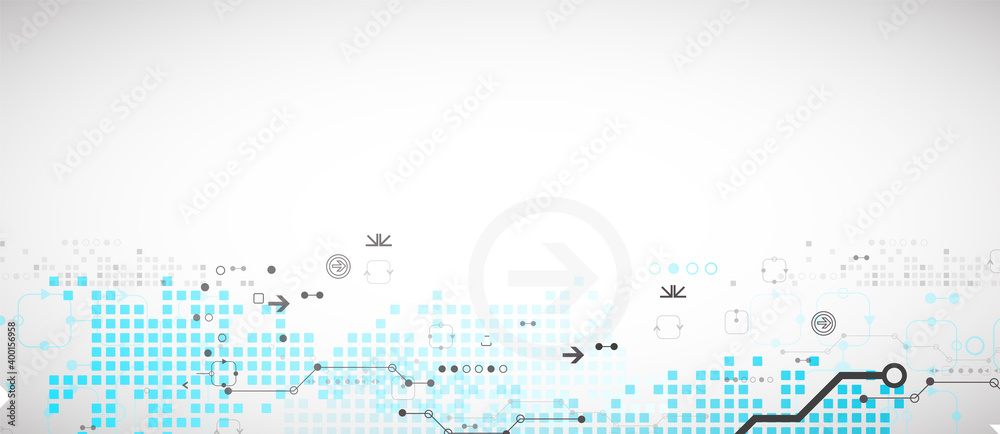 Wall mural abstract technology concept. circuit board, high computer color background. vector illustration with