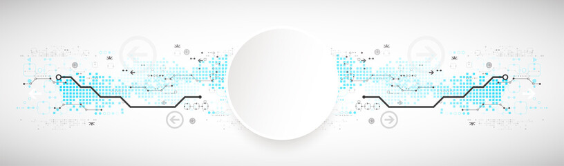 Obraz premium Abstract technology concept. Circuit board, high computer color background. Vector illustration with space for content, web - template, business tech presentation.