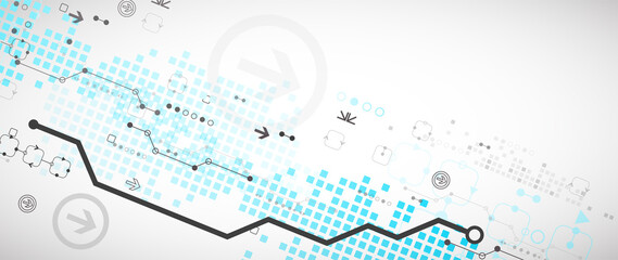 Abstract technology concept. Circuit board, high computer color background. Vector illustration with space for content, web - template, business tech presentation.