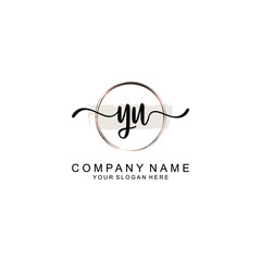 Initial YU Handwriting, Wedding Monogram Logo Design, Modern Minimalistic and Floral templates for Invitation cards