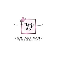 Initial YZ Handwriting, Wedding Monogram Logo Design, Modern Minimalistic and Floral templates for Invitation cards