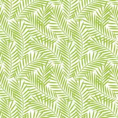 Seamless pattern with green palm tree leaves background