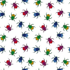 Fototapeta na wymiar Seamless pattern with colorful bugs vector illustration