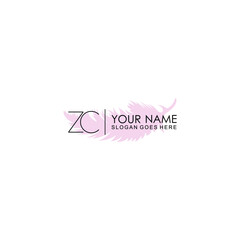 Initial ZC Handwriting, Wedding Monogram Logo Design, Modern Minimalistic and Floral templates for Invitation cards