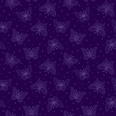 Seamless bright pattern with butterflies, vector illustration