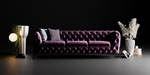 Sofa on black background