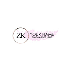 Initial ZK Handwriting, Wedding Monogram Logo Design, Modern Minimalistic and Floral templates for Invitation cards