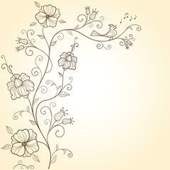 Vector frame of flowers. Vintage floral elements Isolated botanical illustration for a postcard.	